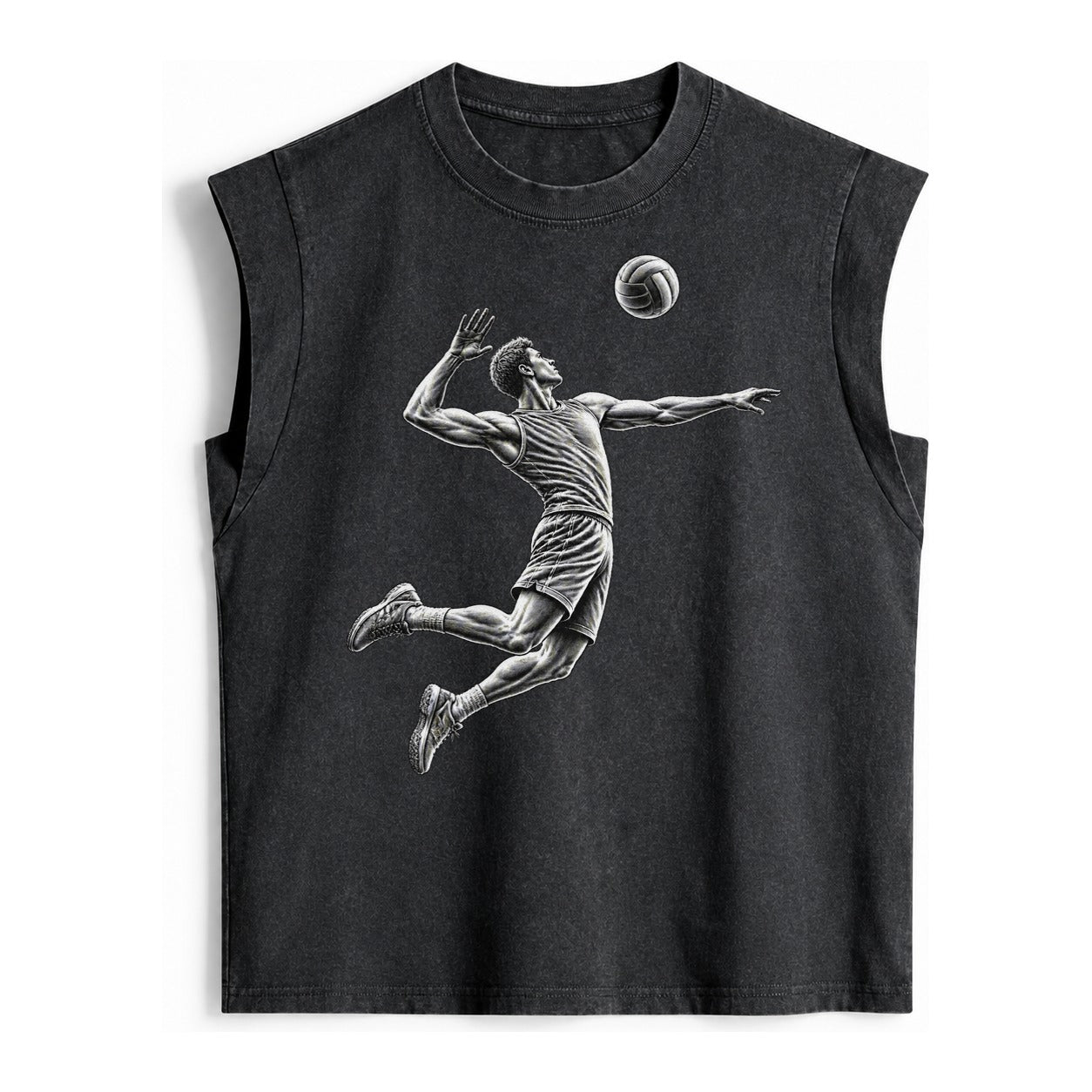 Volleyball player spiking ball - Vintage Washed Tank – Black