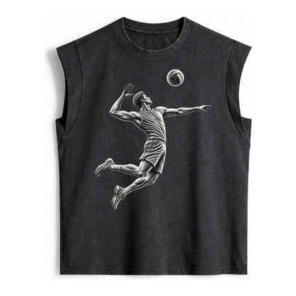 Volleyball player spiking ball - Vintage Washed Tank – Black