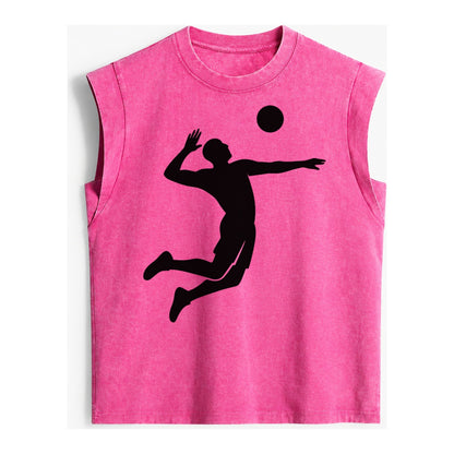 Volleyball player spiking ball - Vintage Washed Tank – Pink