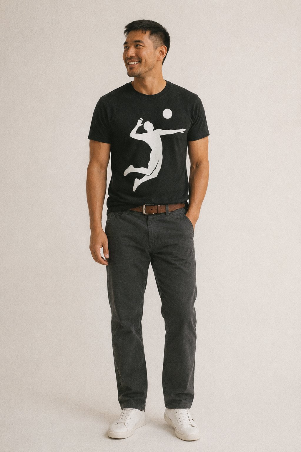 Volleyball Spike Classic T-shirt – studio model photo