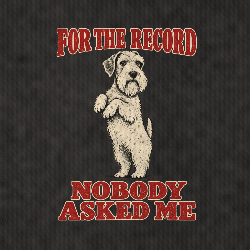 Sealyham Terrier Dog Declarations Vintage T-shirt – black, print and cotton detail (AI mockup)