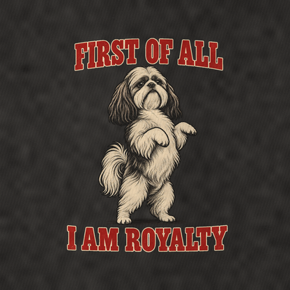 Shih Tzu Dog Declarations Vintage T-shirt – black, print and cotton detail (AI mockup)