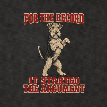 Welsh Terrier Dog Declarations Vintage T-shirt – black, print and cotton detail (AI mockup)