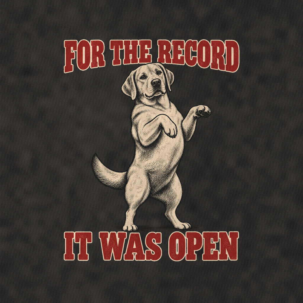 Labrador Retriever Dog Declarations Vintage T-shirt – black, print and cotton detail (AI mockup)