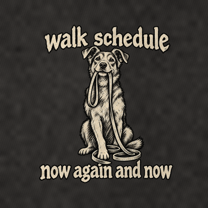 Walk Schedule Vintage T-shirt – black, print and cotton detail (AI mockup)