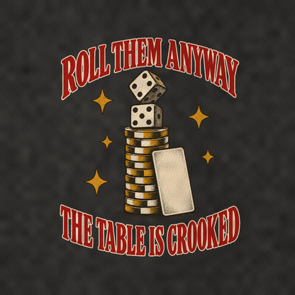 The Table Is Crooked Unhinged Affirmations Vintage T-shirt – black, print and cotton detail (AI mockup)