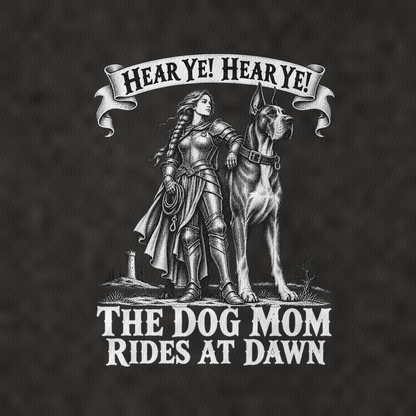 The Dog Mom On A Great Dane Royal Decree Vintage T-shirt – black, print and cotton detail (AI mockup)