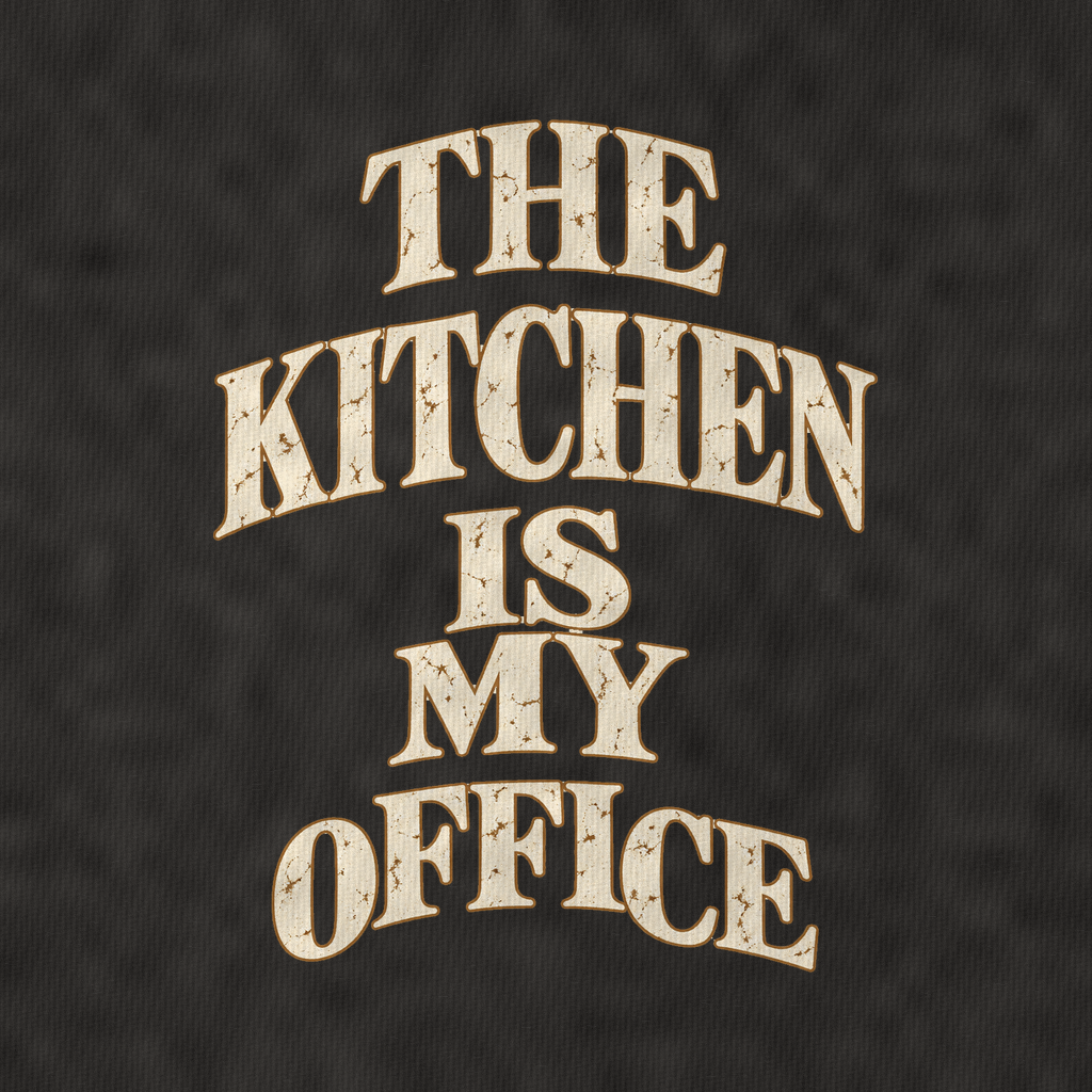 The Kitchen Is My Office Quiet Statements Vintage T-shirt – black, print and cotton detail (AI mockup)