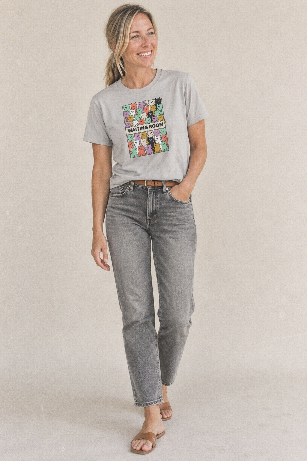 Waiting Room Overcatted Classic T-shirt – studio model photo