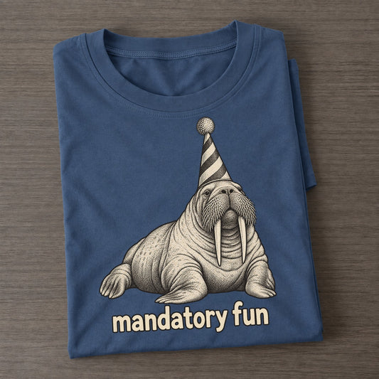 Walrus Mandatory Fun Unbothered Creatures Classic T-shirt – Twilight Navy