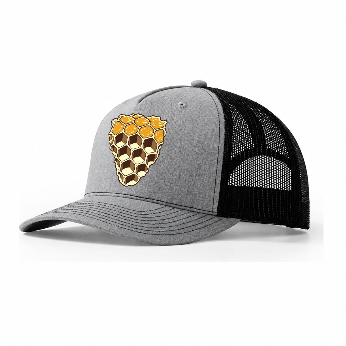Wax Comb Cross Section Beekeeping Trucker Hat – Sport Grey Black