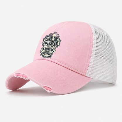 Weekend Forecast Fishing Fishing Elegant Washed Trucker Hat – Light Pink