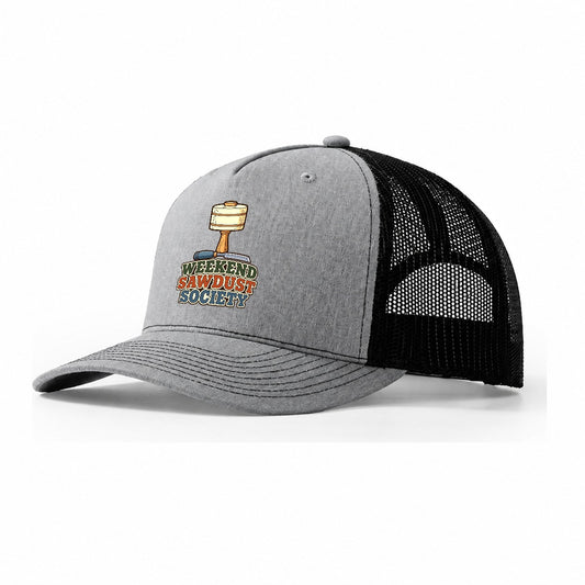 Weekend Sawdust Society Woodworking Trucker Hat – Sport Grey Black