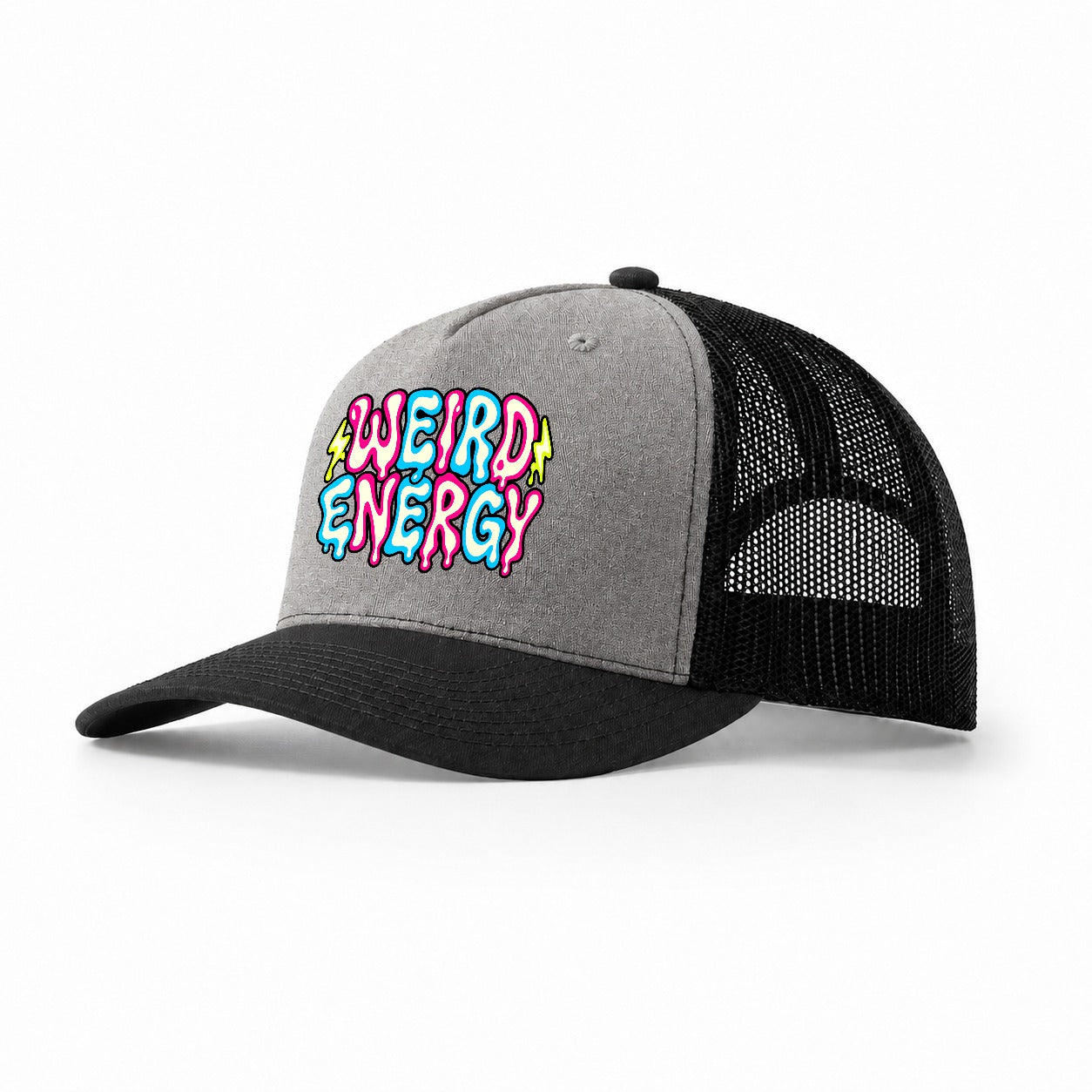 Weird Energy Crazy Styles Trucker Hat – Grey Black