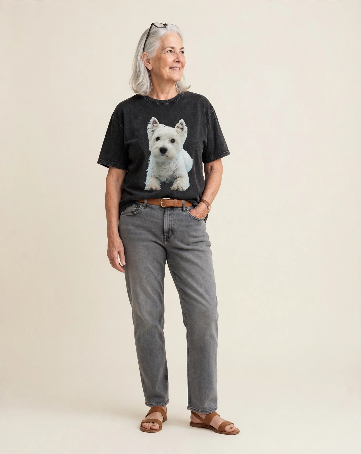 West Highland White Terrier Vintage T-shirt – studio model photo