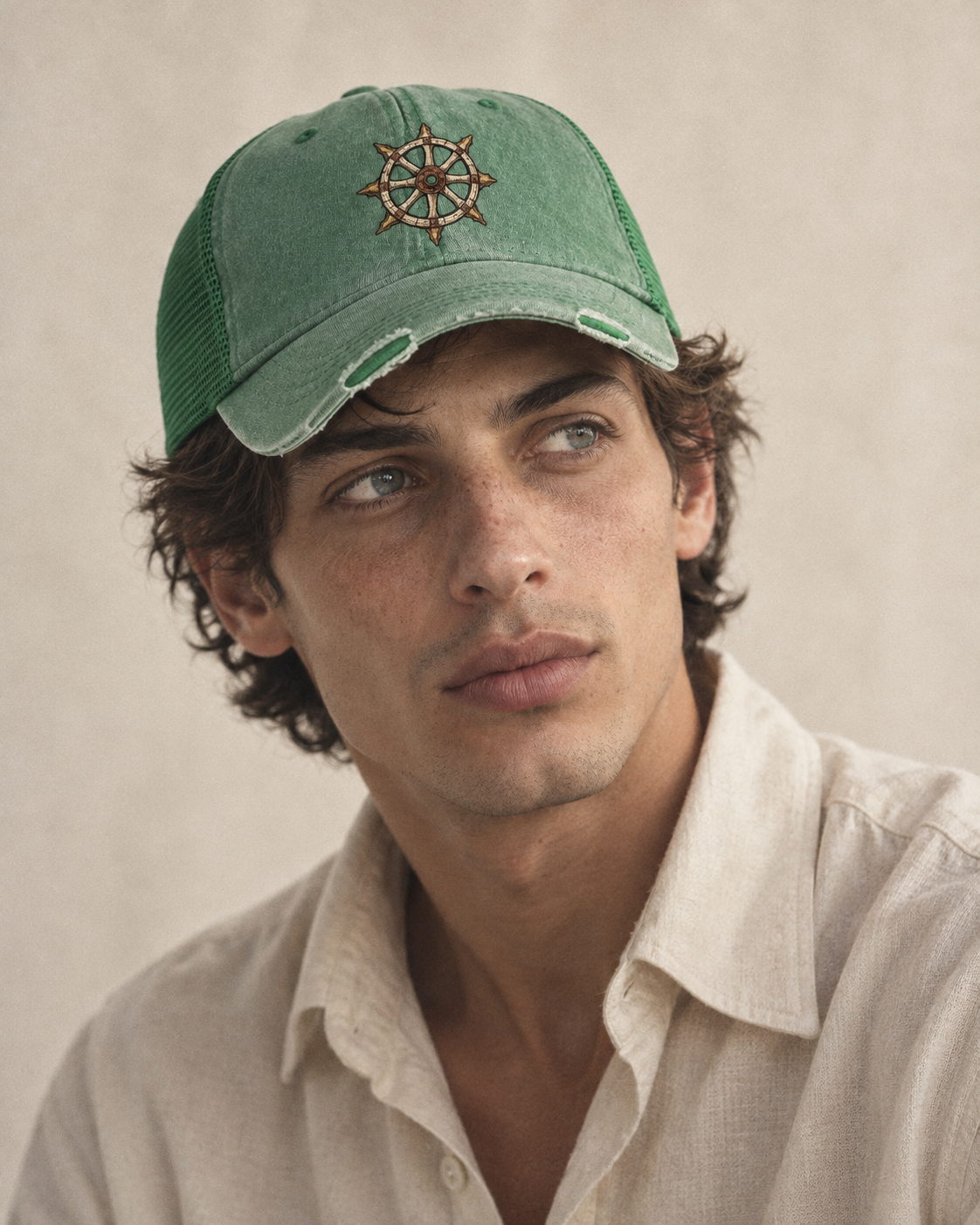 Model wearing the cap
