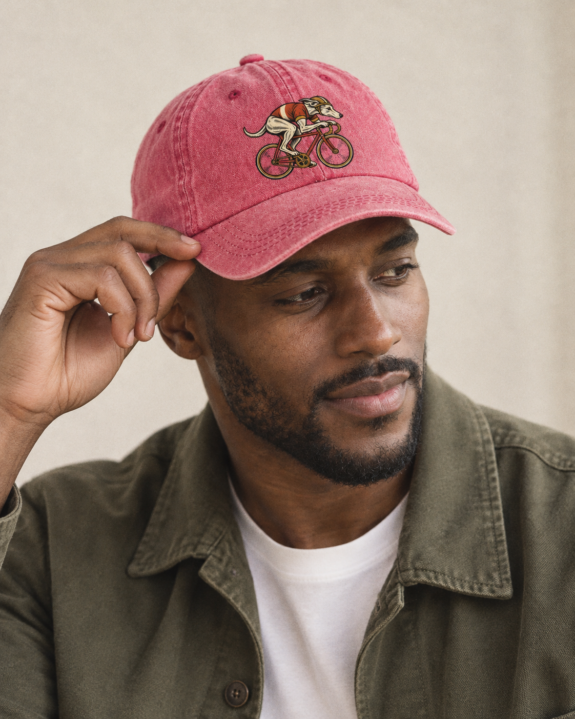 Model wearing the cap