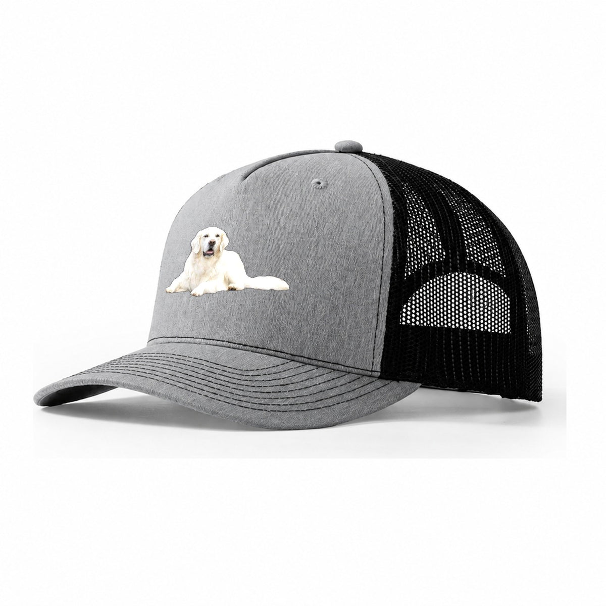 White English Cream Golden Retrievers Trucker Hat – Sport Grey Black