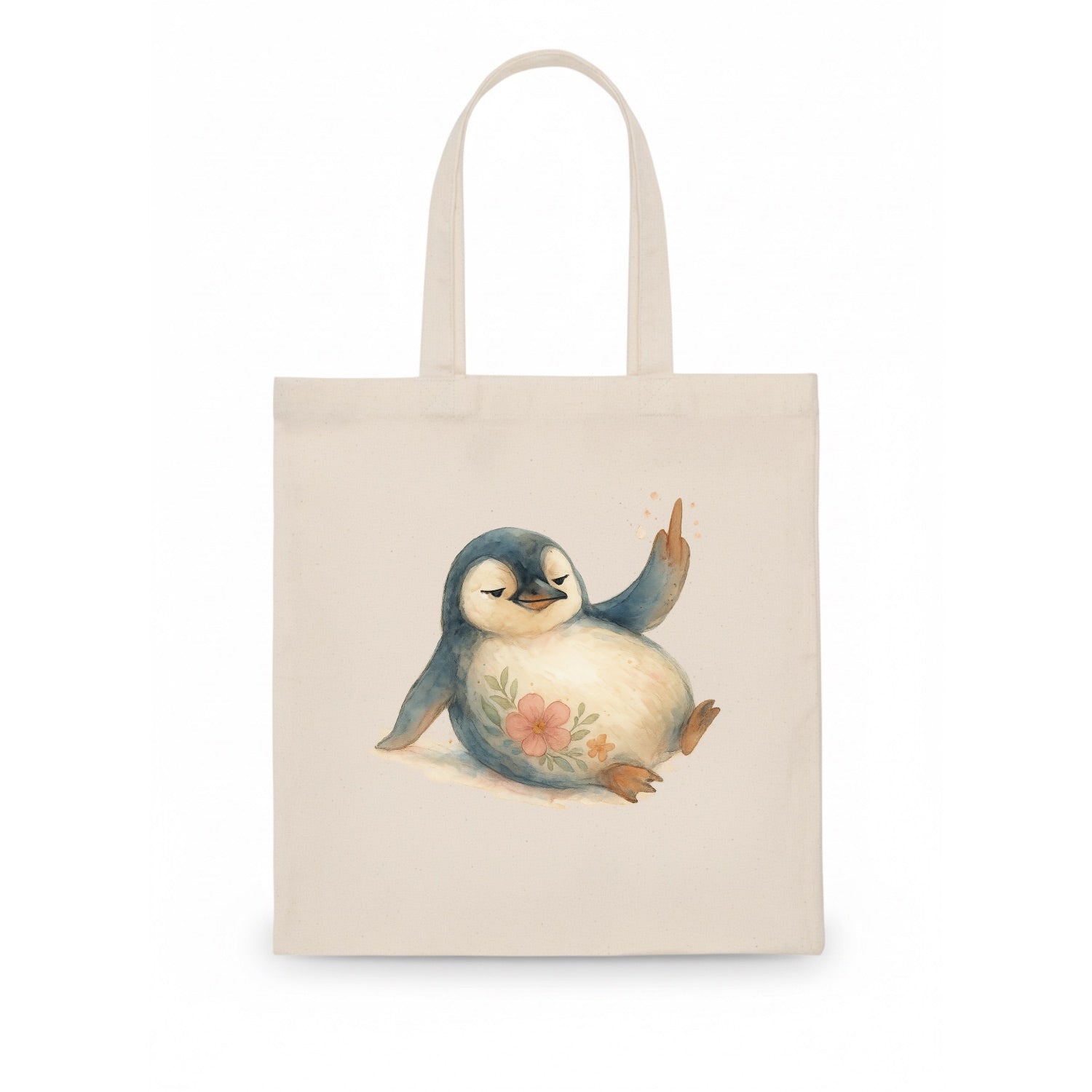 chubby penguin sliding on belly, one flipper up giving attitude - Tote Bag - white