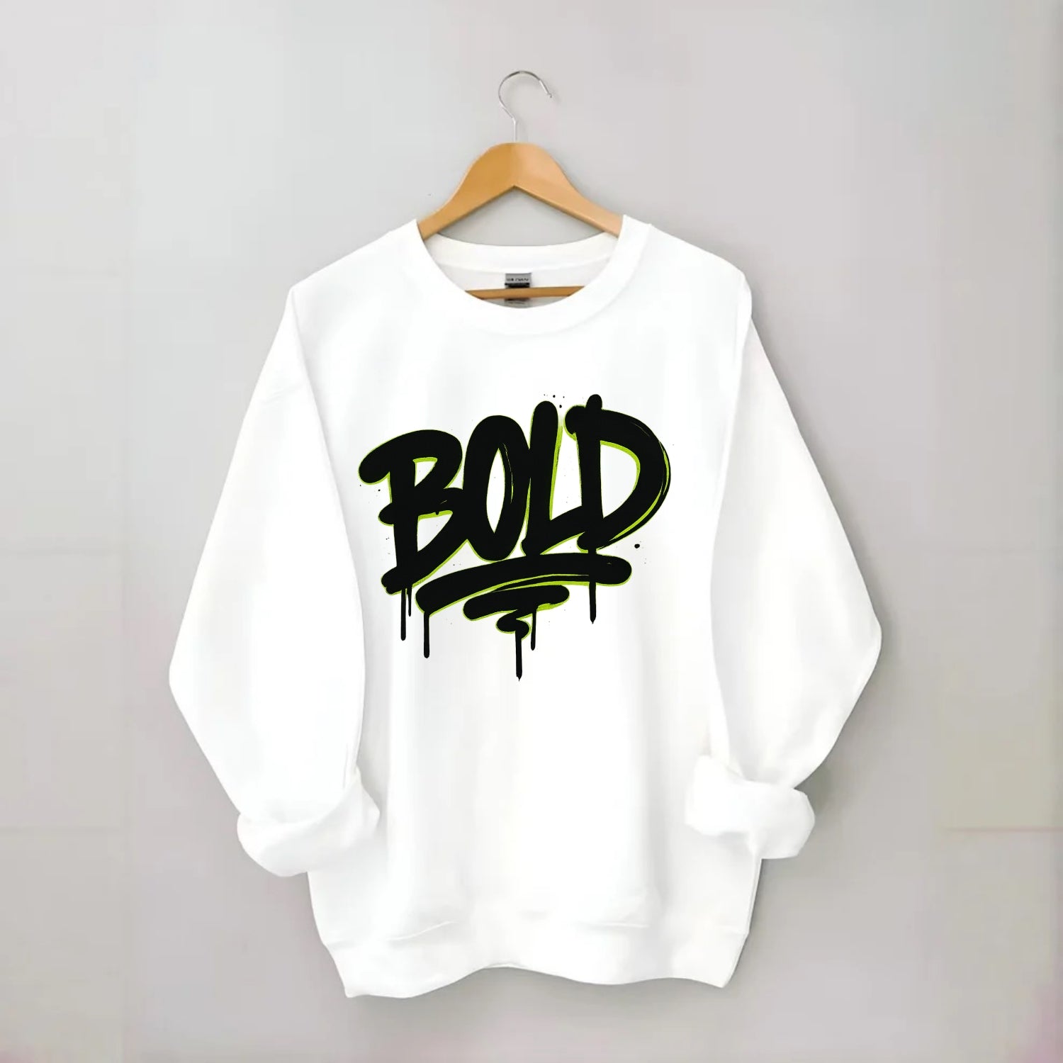 Bold typography design - "BOLD" - courageous, standing out - Crewneck Sweatshirt - white