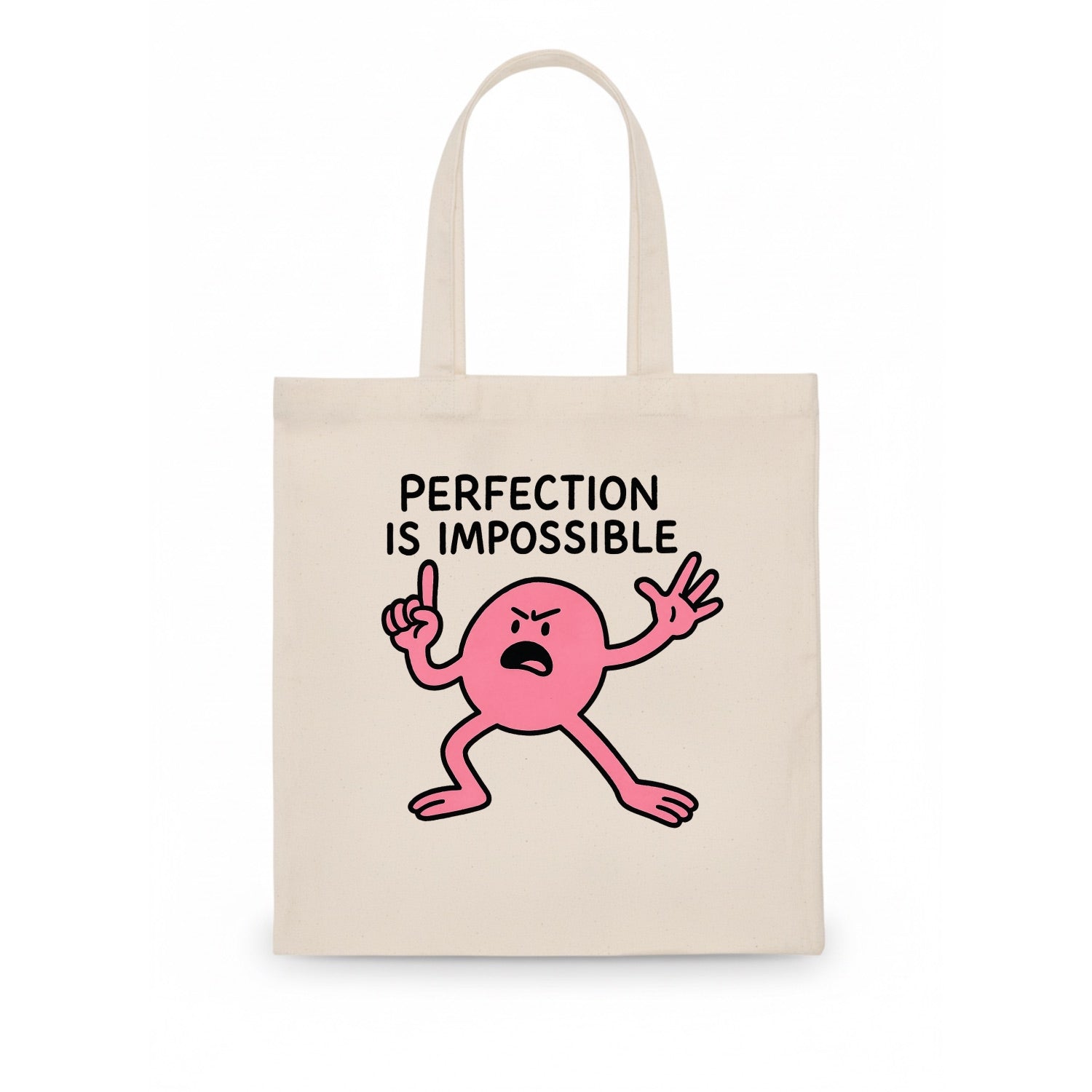 PERFECTION IS IMPOSSIBLE | Asymmetrical circle trying - Tote - Tote Bag - white