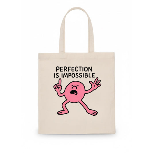 PERFECTION IS IMPOSSIBLE | Asymmetrical circle trying - Tote - Tote Bag - white