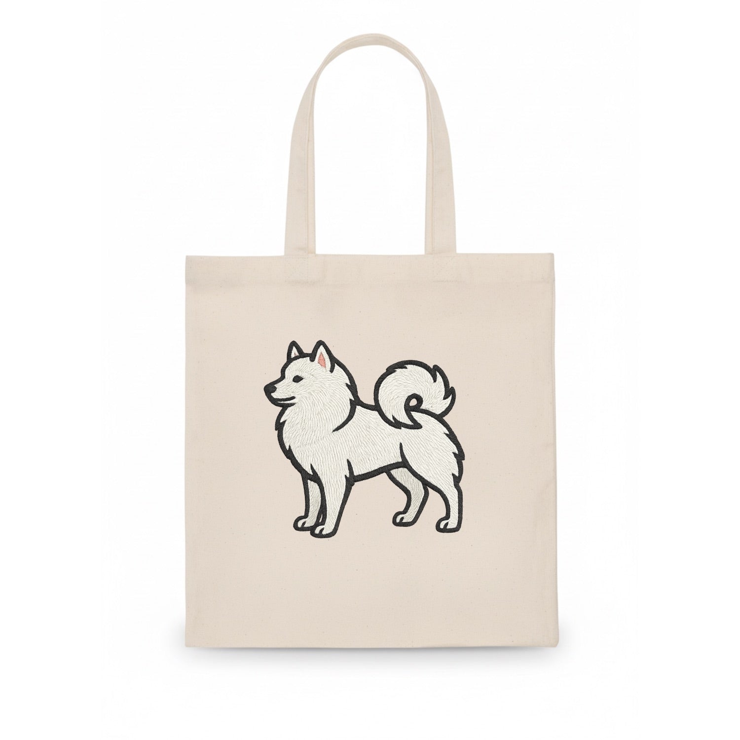 American Eskimo Dog - White spitz embroidered standing design - Tote Bag - white
