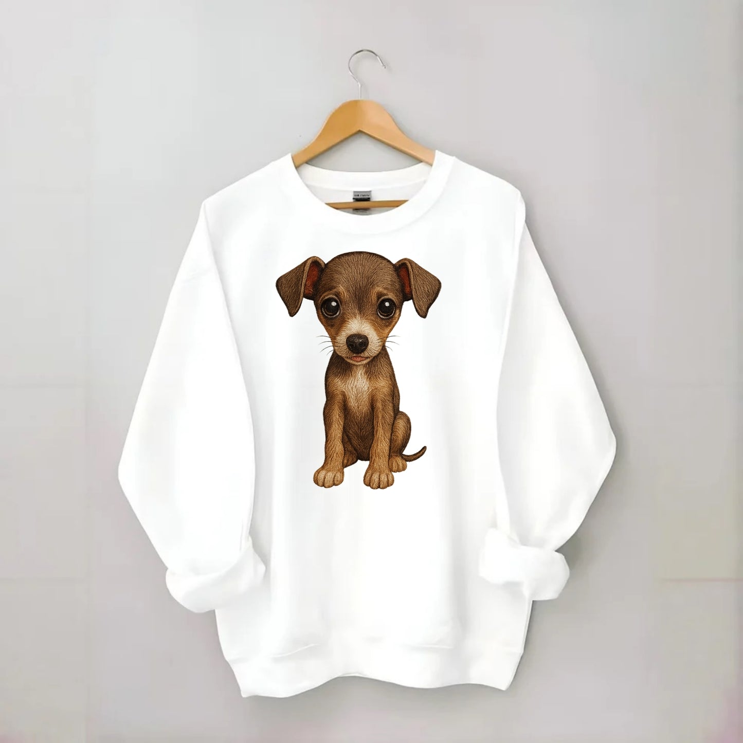 Baby Italian Greyhound Puppy - sleek tiny body, long legs, gentle eyes, - Crewneck Sweatshirt - white