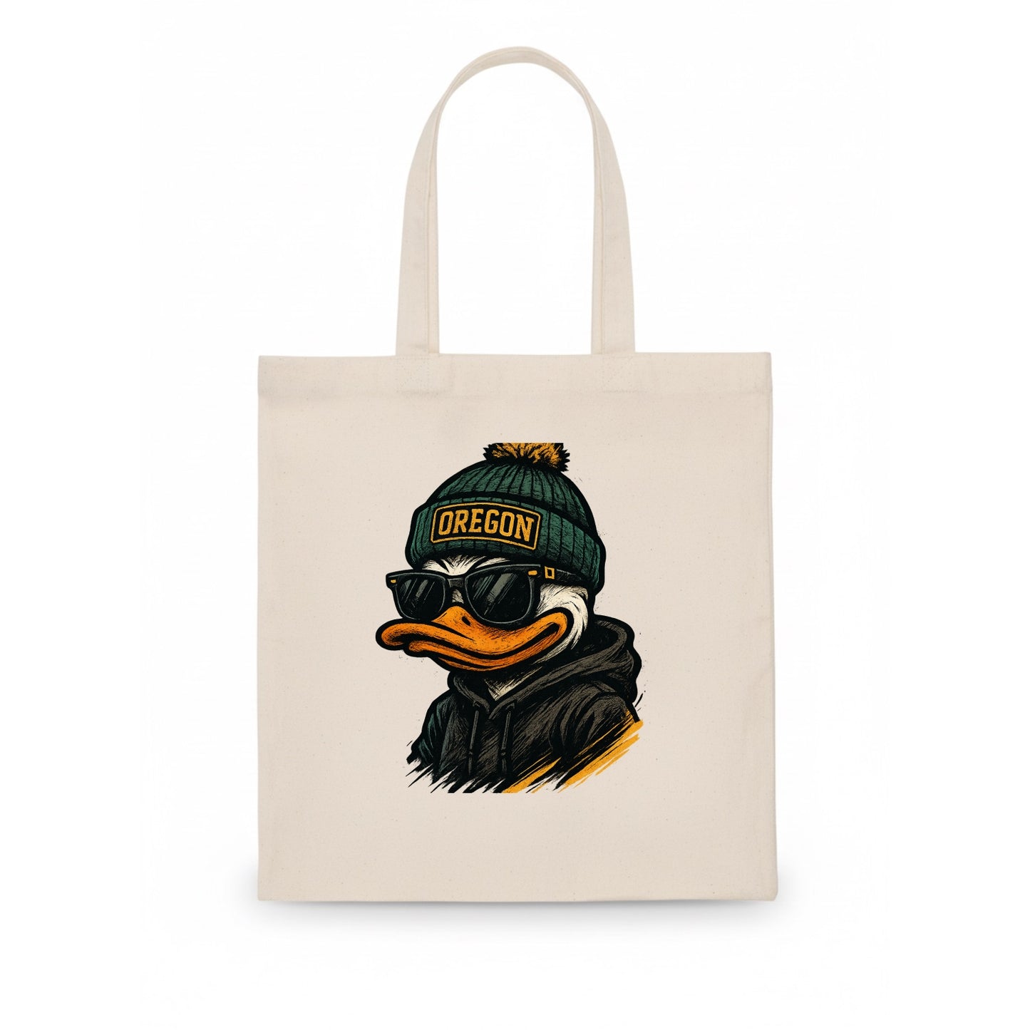 Eugene Duck wearing Oregon beanie with O patch - Tote Bag - white