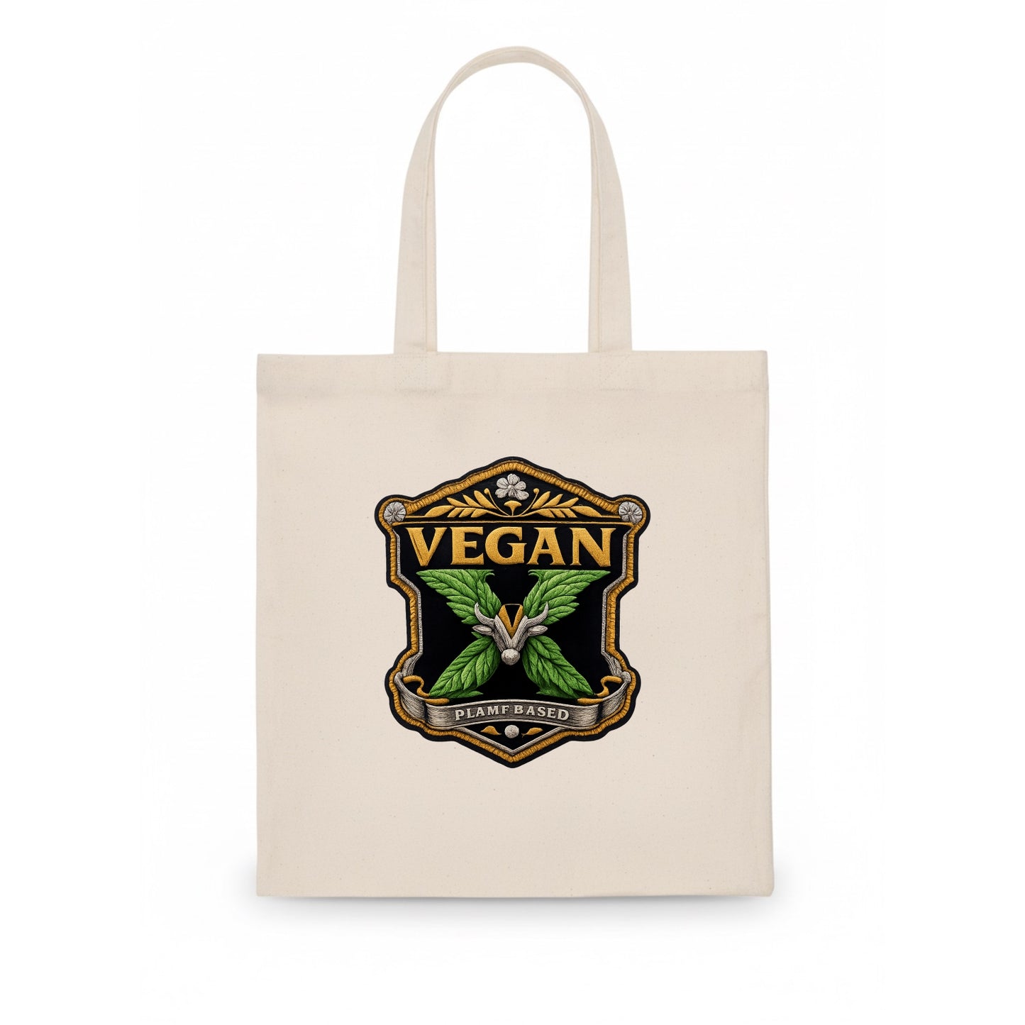 VEGAN X - plant-based symbol in green , animal rights - Tote Bag - white