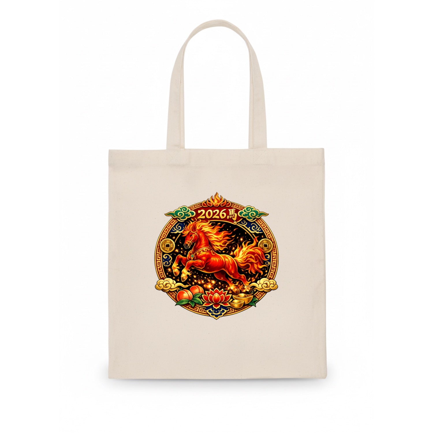 FIRE HORSE | Flaming mane and tail horse | Blazing orange and red colors | Dynamic - Tote Bag - white