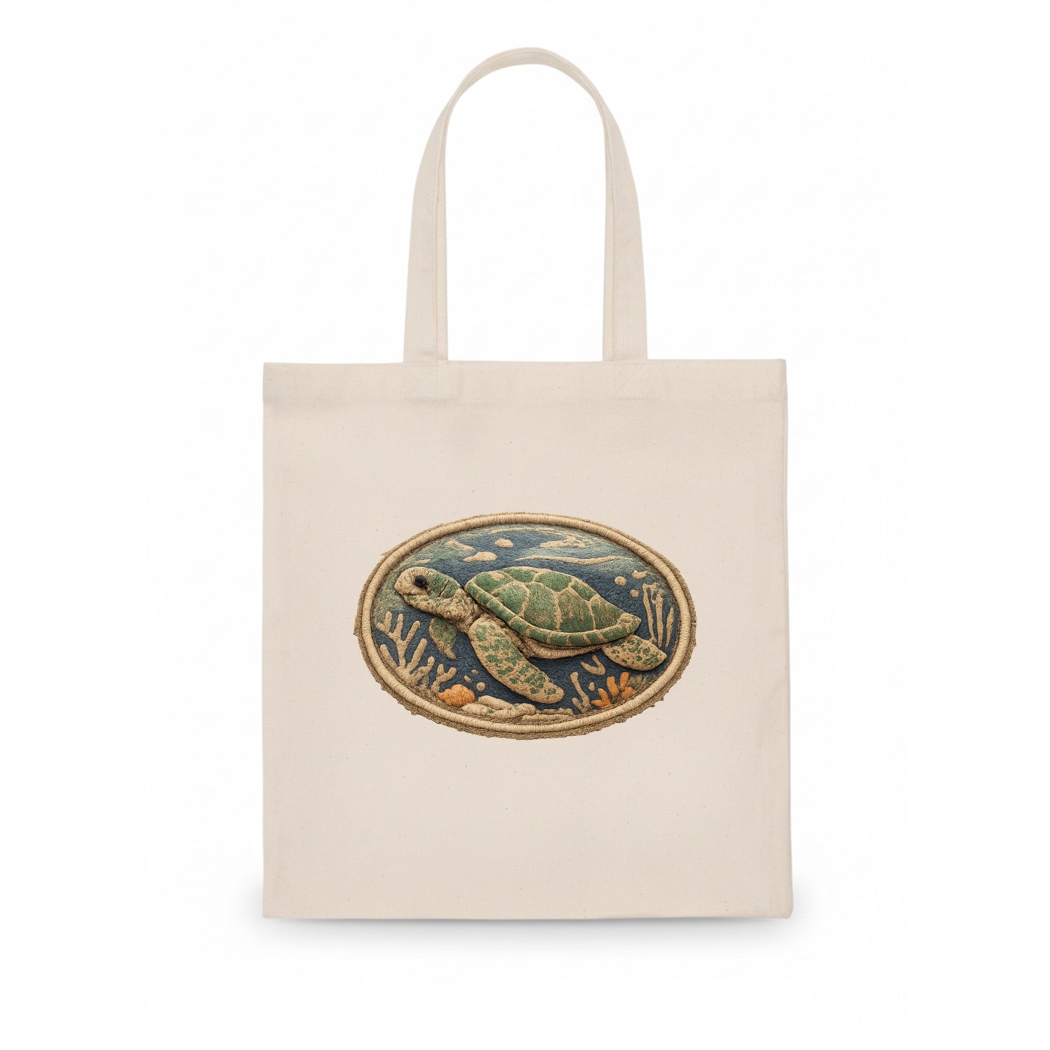 SEA TURTLE - swimming turtle in green and blue , ocean life - Tote Bag - white