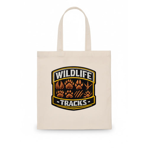 WILDLIFE TRACKS - animal footprints in brown , tracker - Tote Bag