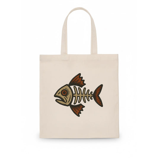 Fish Skeleton  - Tote Bag - white