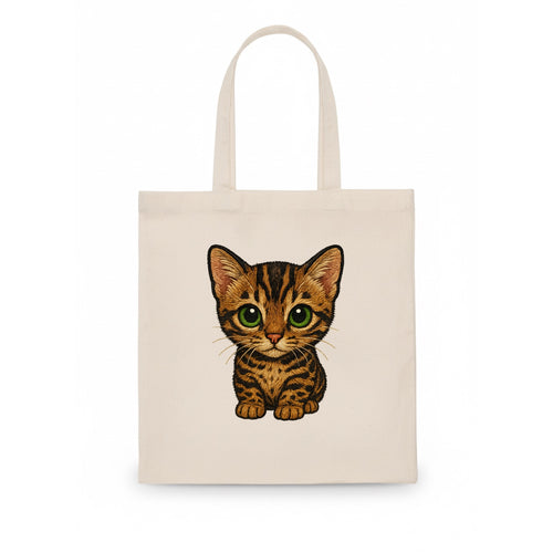 Baby Bengal Kitten - spotted/marbled wild coat, green eyes, athletic build, - Tote Bag