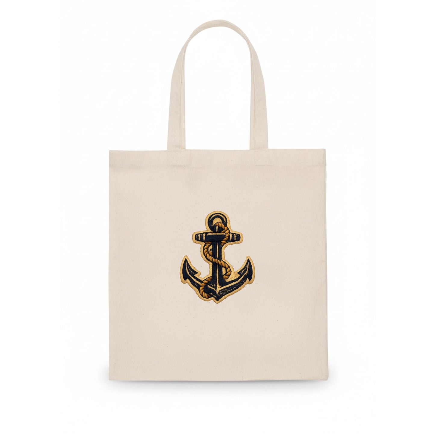 ANCHOR ROPE - classic anchor with rope in navy and gold , sailor - Tote Bag - white