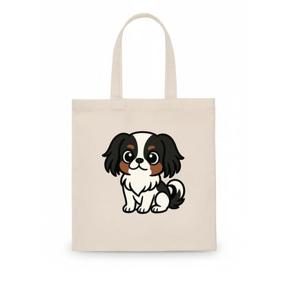Japanese Chin - Black and white sitting pose - Tote Bag - white