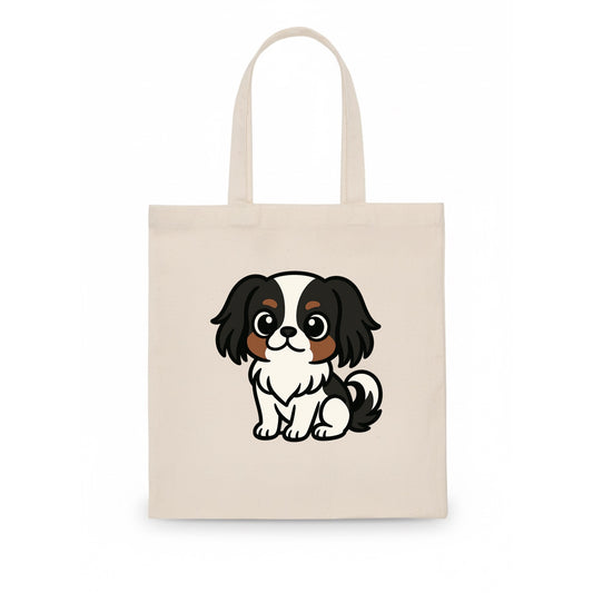 Japanese Chin - Black and white sitting pose - Tote Bag - white