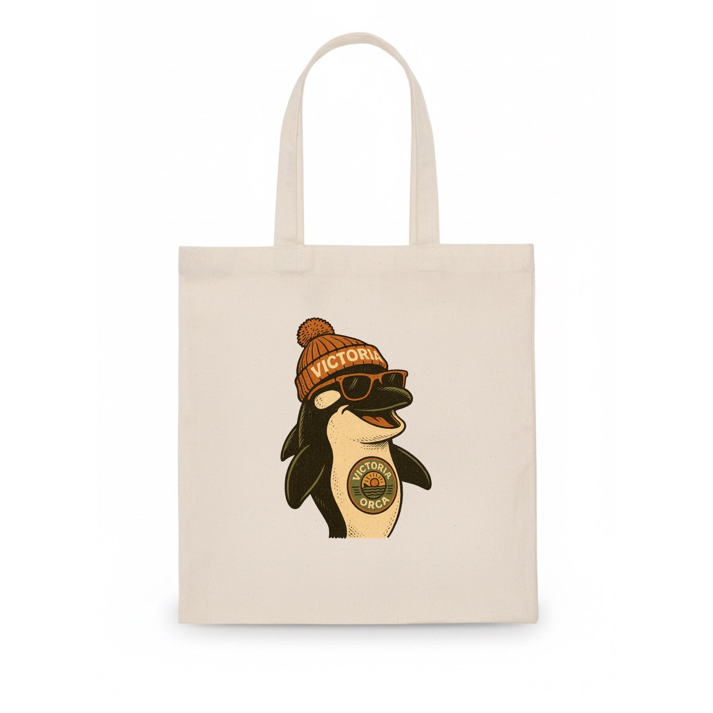 Victoria Orca wearing Victoria beanie wi - Tote Bag - white