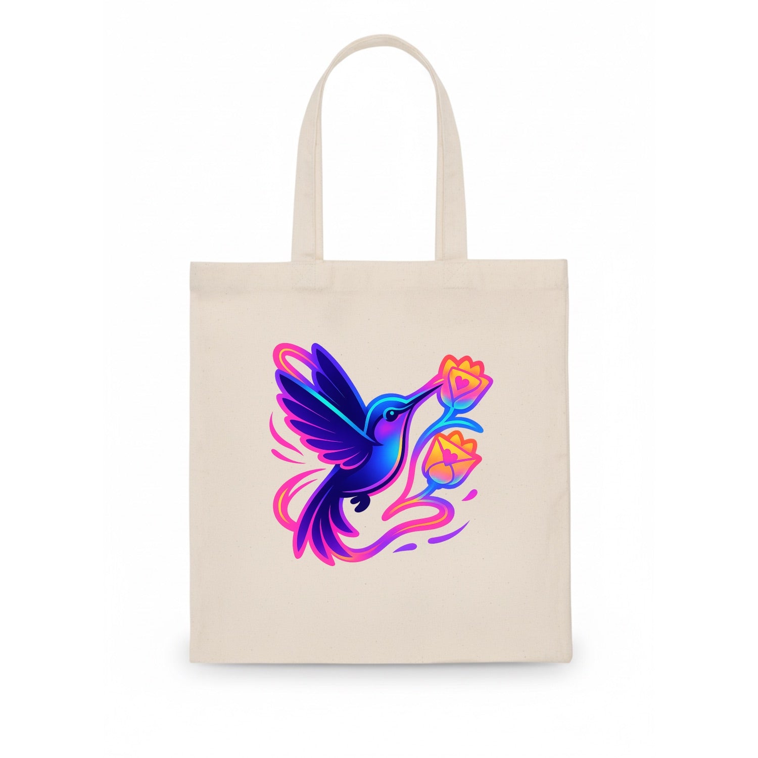 Hummingbird delivering miniature love letters tucked inside flower envelopes - Tote Bag - white