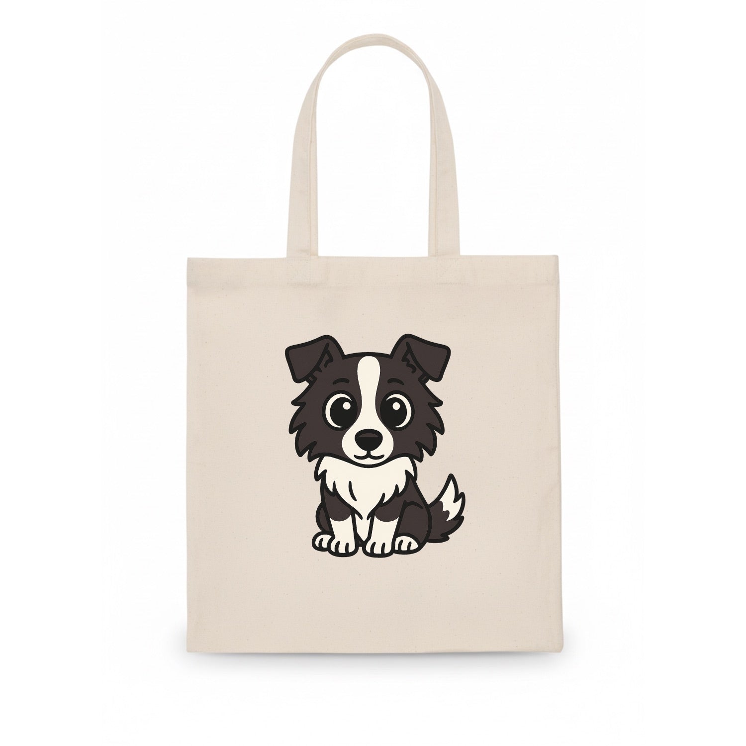 Border Collie - Intense stare sitting pose - Tote Bag - white