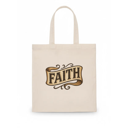 Bold typography design - "FAITH" - trust in the unseen, spiritual strength - Tote Bag - white