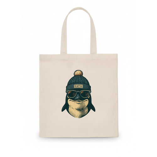 Washington Orca wearing Seattle beanie with pom pom and wayfarer sunglasses - Tote Bag