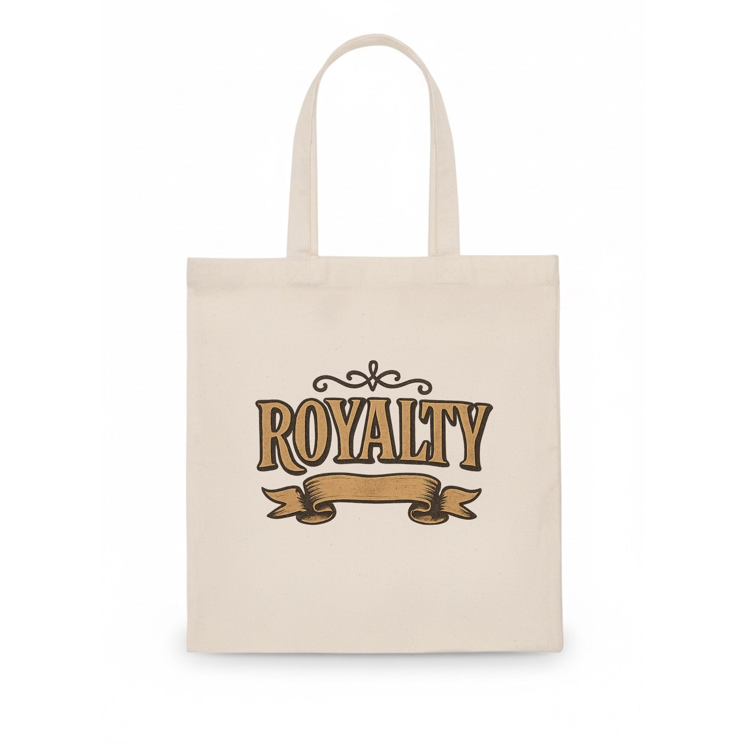 Bold typography design - "ROYALTY" - regal bearing, noble spirit - Tote Bag - white