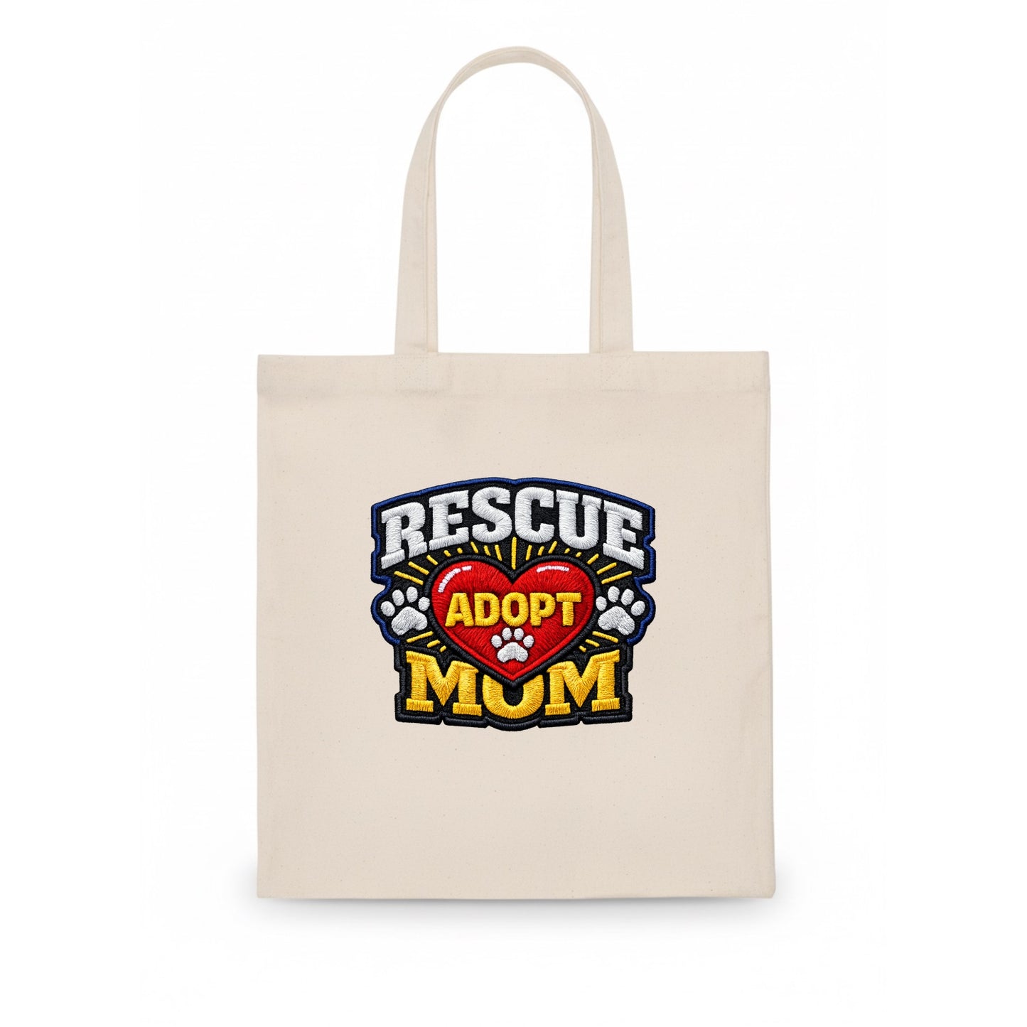 RESCUE MOM - heart with ADOPT text in red , shelter advocate - Tote Bag - white
