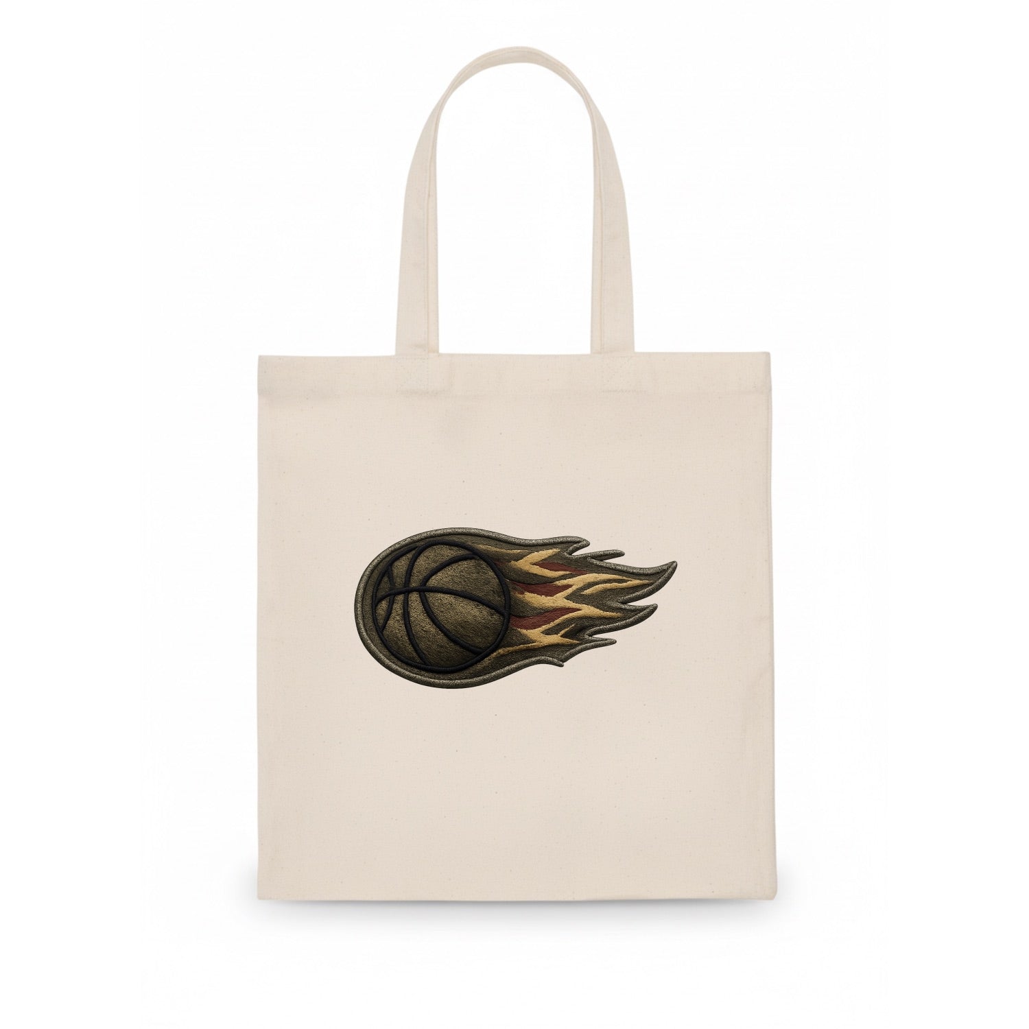 BASKETBALL FLAMING BALL - basketball with flames in orange and red , dynamic action - Tote Bag - white