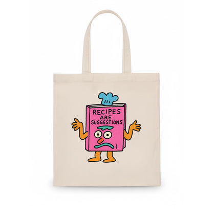 RECIPES ARE SUGGESTIONS | Cookbook shrugging - Tote Bag - white