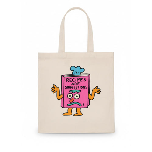 RECIPES ARE SUGGESTIONS | Cookbook shrugging - Tote Bag