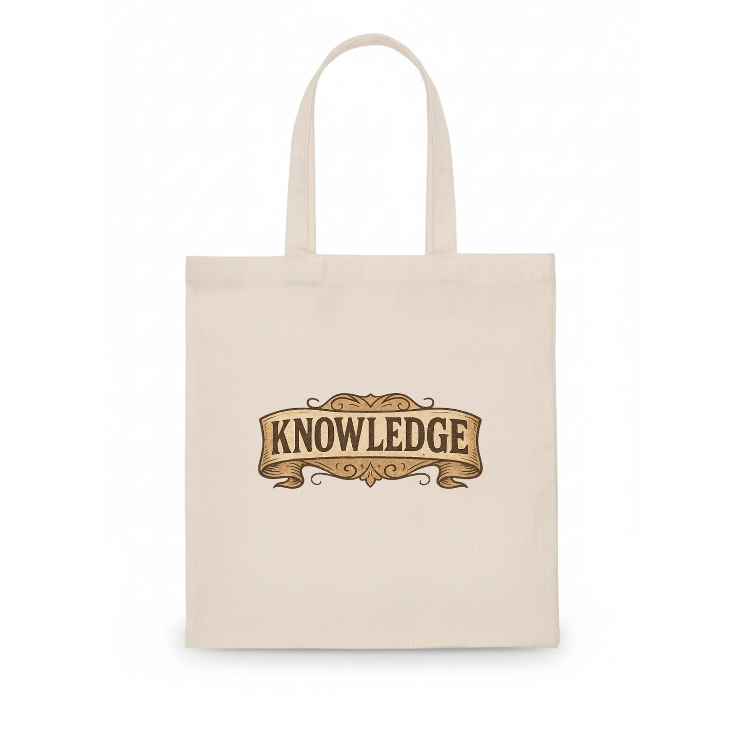 Bold typography design - "KNOWLEDGE" - learning, understanding - Tote Bag - white