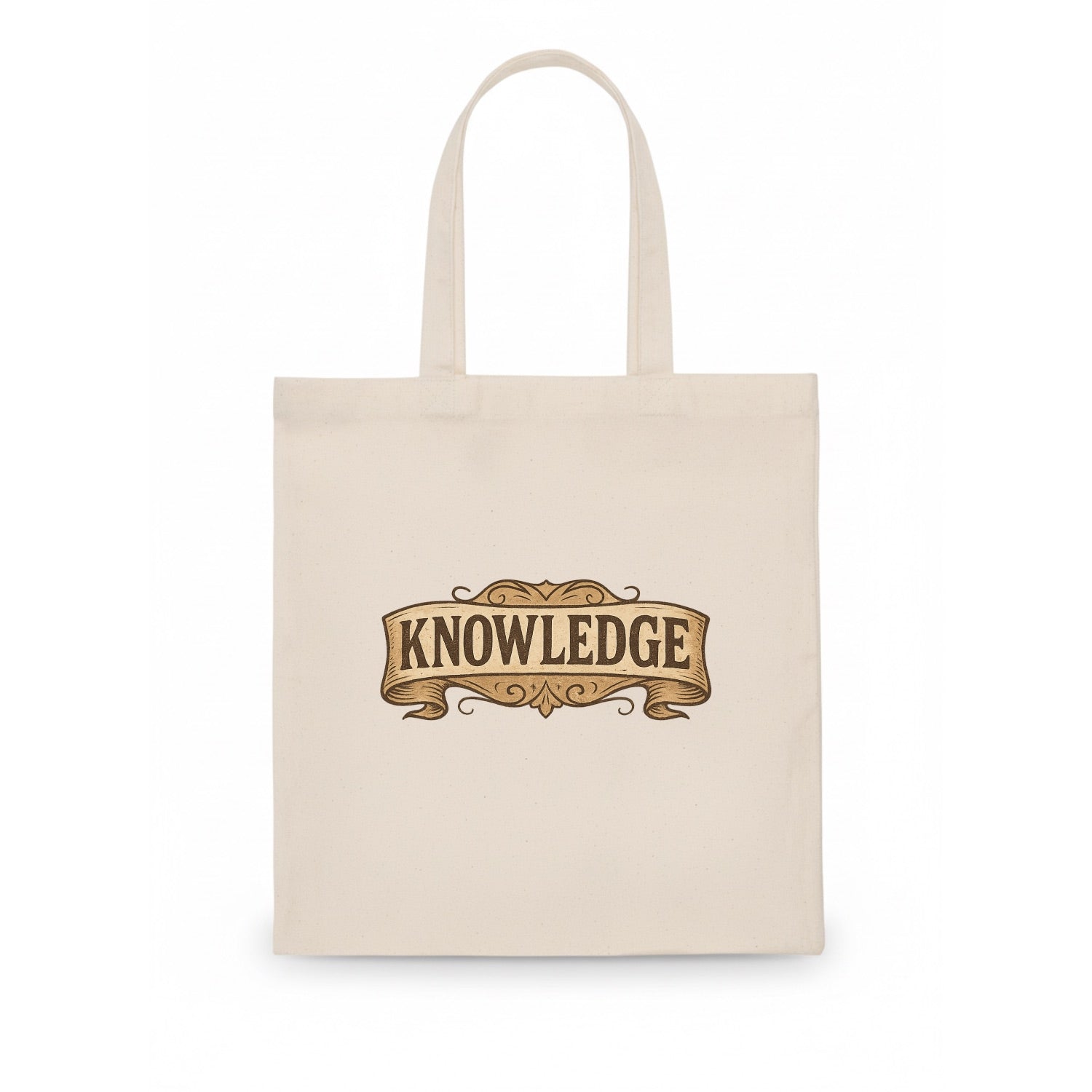 Bold typography design - "KNOWLEDGE" - learning, understanding - Tote Bag - white